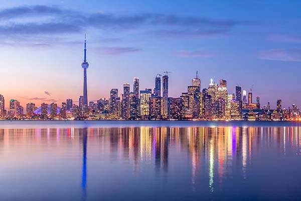 Toronto Skyline with purple light - Toronto, Ontario, Canada