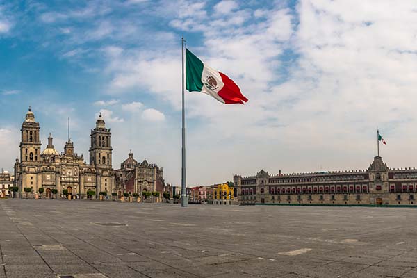 Panoramic view of Zocalo and Cathedral - Mexico City, Mexico