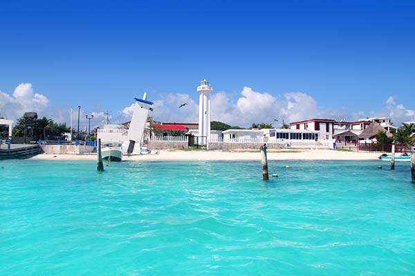 Puerto Morelos beach Mayan riviera Caribbean sea old and new lighthouses