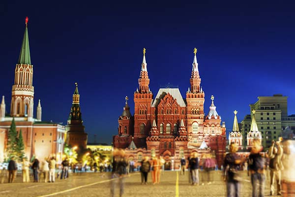 Red Square at night in Moscow, Russia, visiting all the time by tourist and Muscovites. The main sqare in Russia.