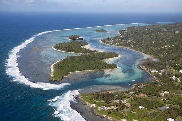 Aerial view of Muri Beach - Rarotonga, Cook Islands.